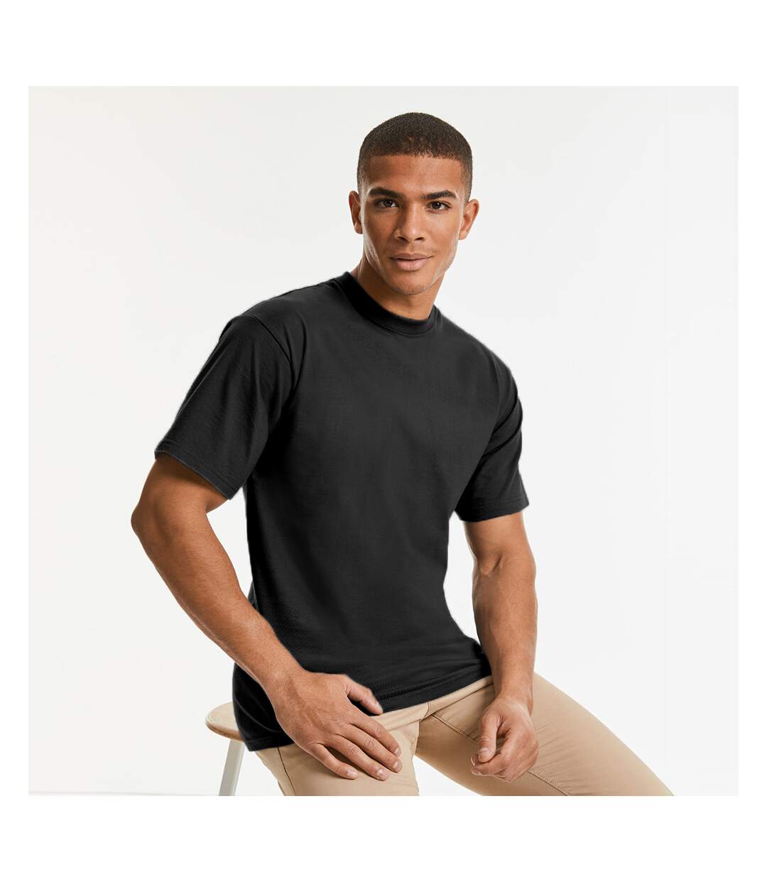 T-shirt à manches courtes homme noir Russell