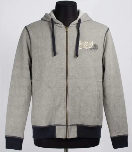 AXXANO AH1169M — Sweat à capuche marine et écru : le confort texturé 100% coton