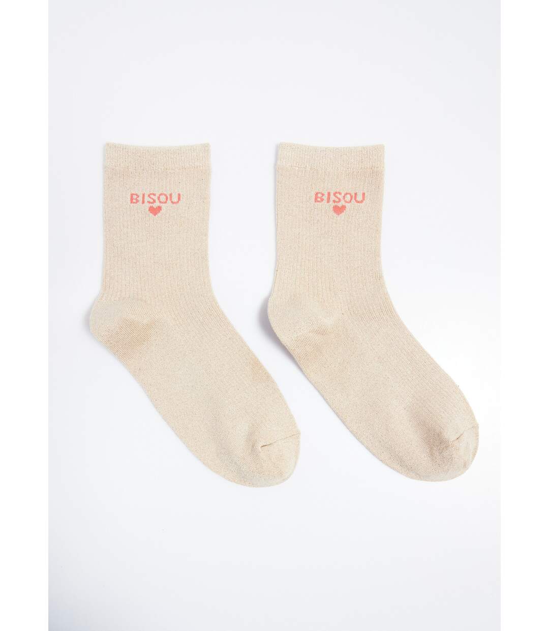 Chaussettes fil métallisé message BISOU-1