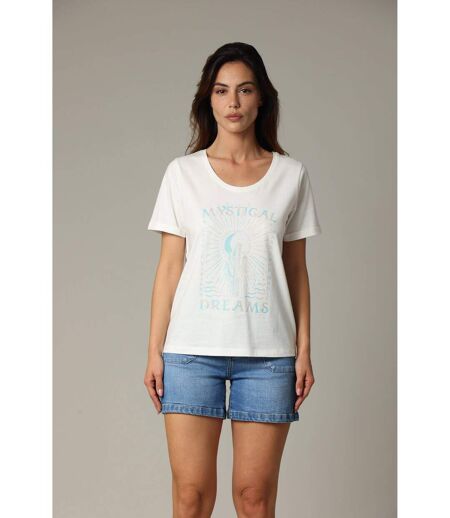 T-shirt en jersey de coton avec print + glitter MISTIK