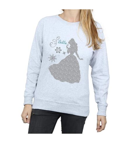Disney Princess Womens/Ladies Belle Christmas Silhouette Sweatshirt (Sports Grey)