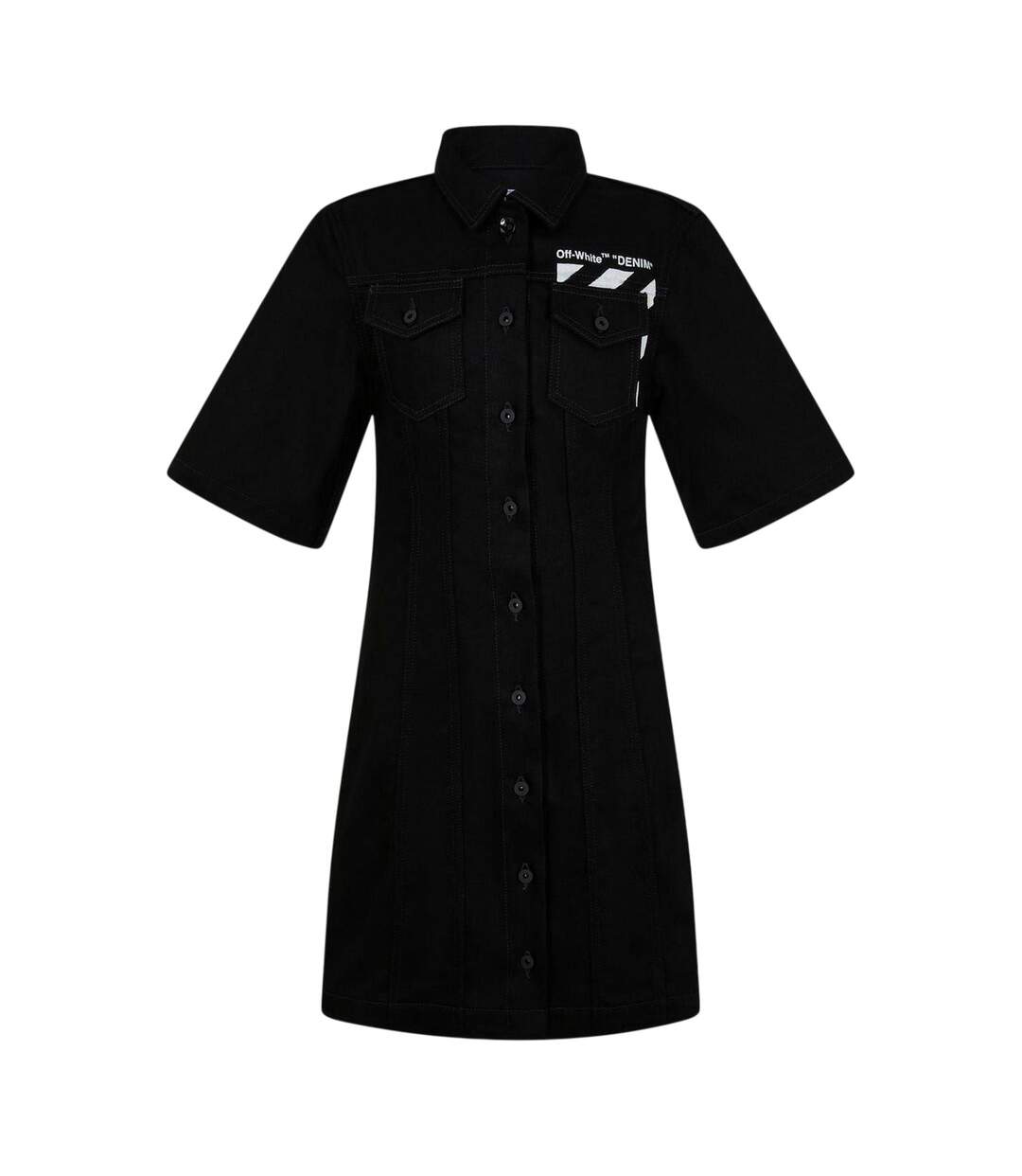 Womens/ladies Denim Shirt Dress Black White Off White-1