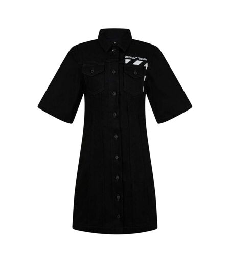 Womens/ladies Denim Shirt Dress Black White Off White