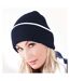 Beechfield Unisex Knitted Winter Beanie Hat (French Navy/White) - UTRW251-2