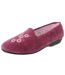 Zedzzz Womens/Ladies Cathy Floral Embroidered Velour Slippers (Blueberry) - UTDF494