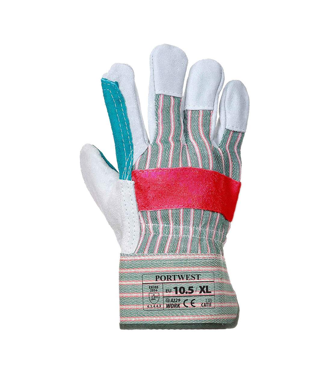 Unisex adult a229 classic double palm leather rigger gloves xl green Portwest-2