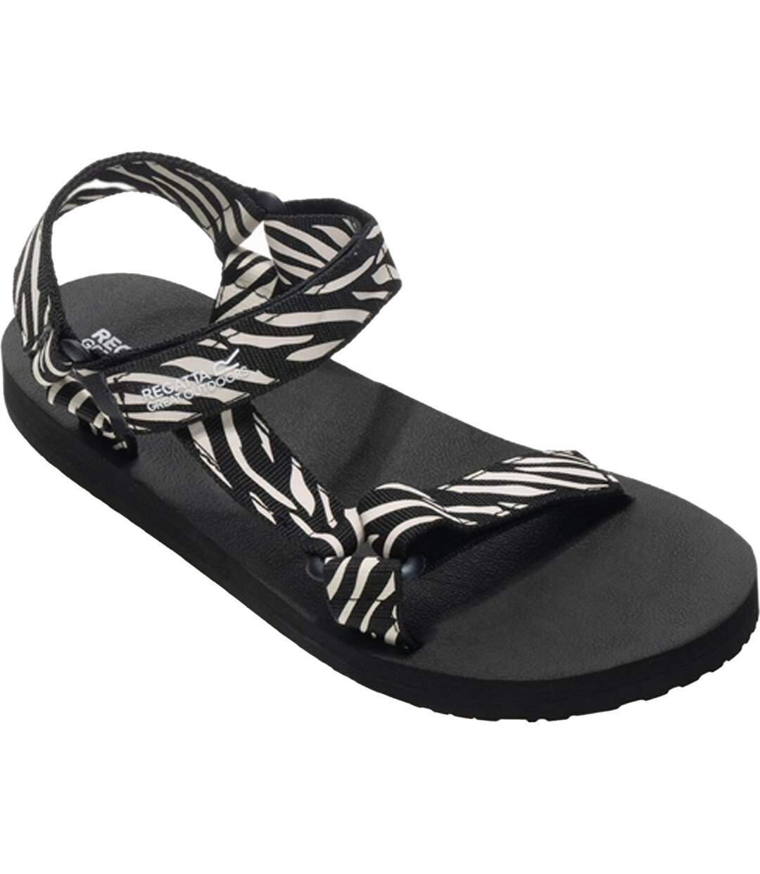 Womens/ladies Zebra Print Sandals Black White Regatta-1