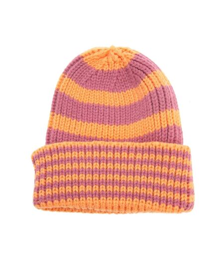 Stripe Knitted Beanie Orange New Era