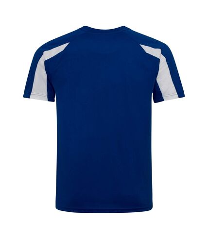 Just Cool Mens Contrast Cool Sports Plain T-Shirt (Royal Blue/ Arctic White)