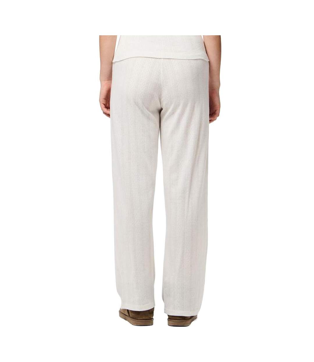 Pantalon de pyjama blanc femme pièces pointelle-2