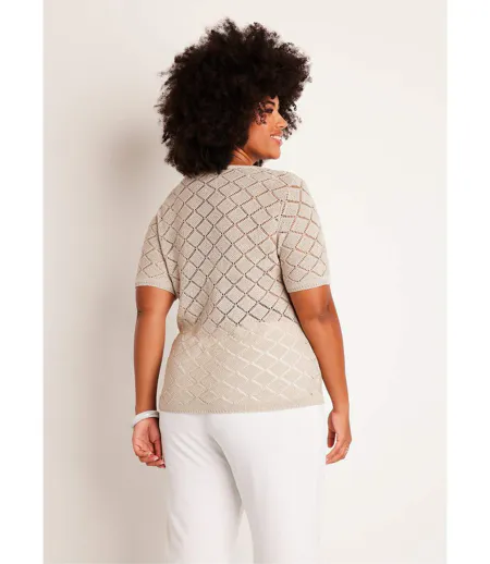 Pull fin court ajouré manches courtes