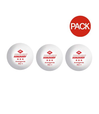 Pack of 3  3-star avantgarde table tennis balls  one size white/red Donic-Schildkroet