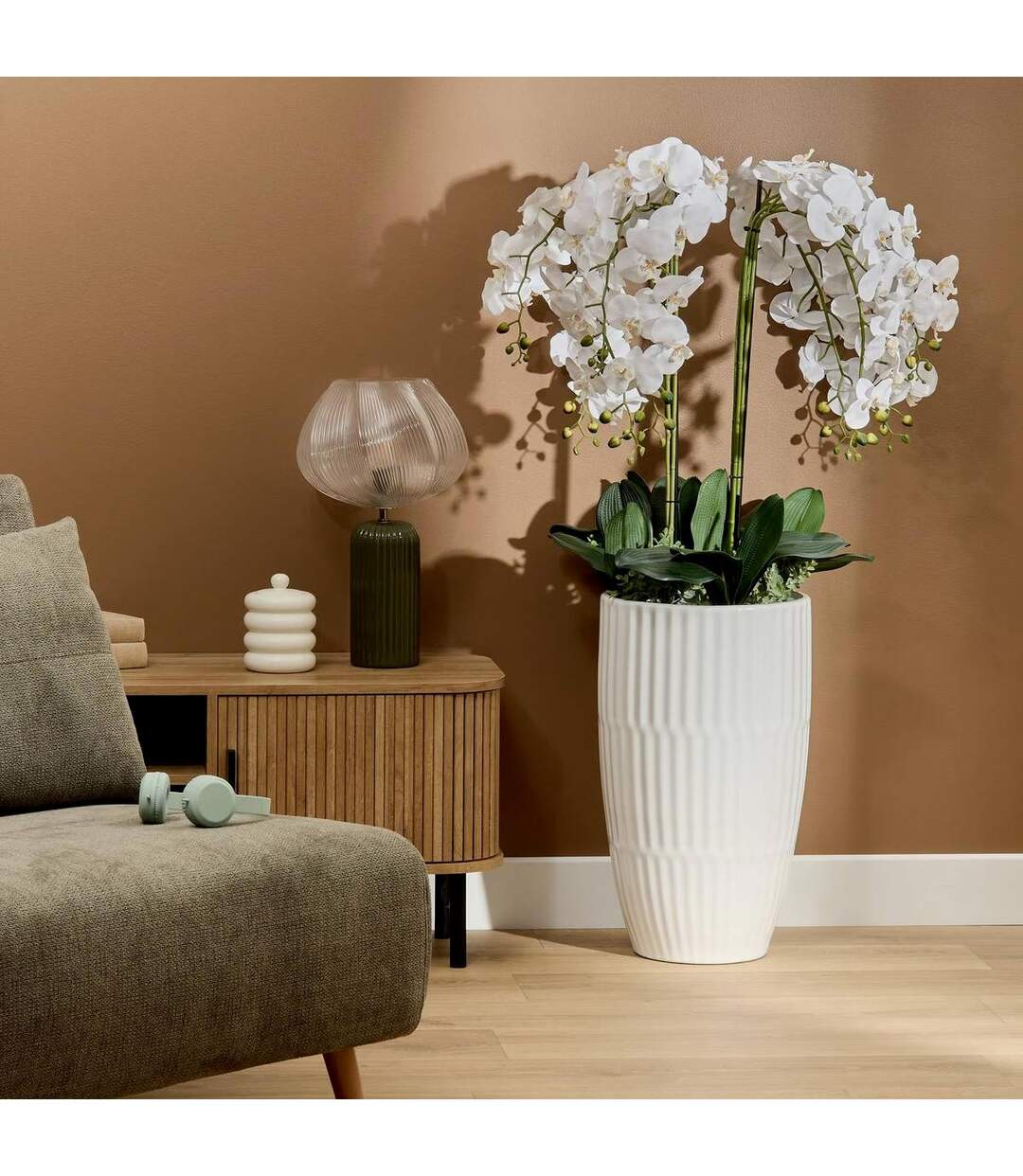 Orchidée Artificielle avec Vase Hotel 115cm Blanc-4