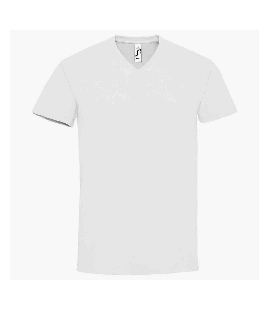 Mens imperial v neck t-shirt white SOLS