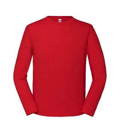 Fruit of the Loom Mens Iconic Long-Sleeved T-Shirt (Red) - UTPC5348
