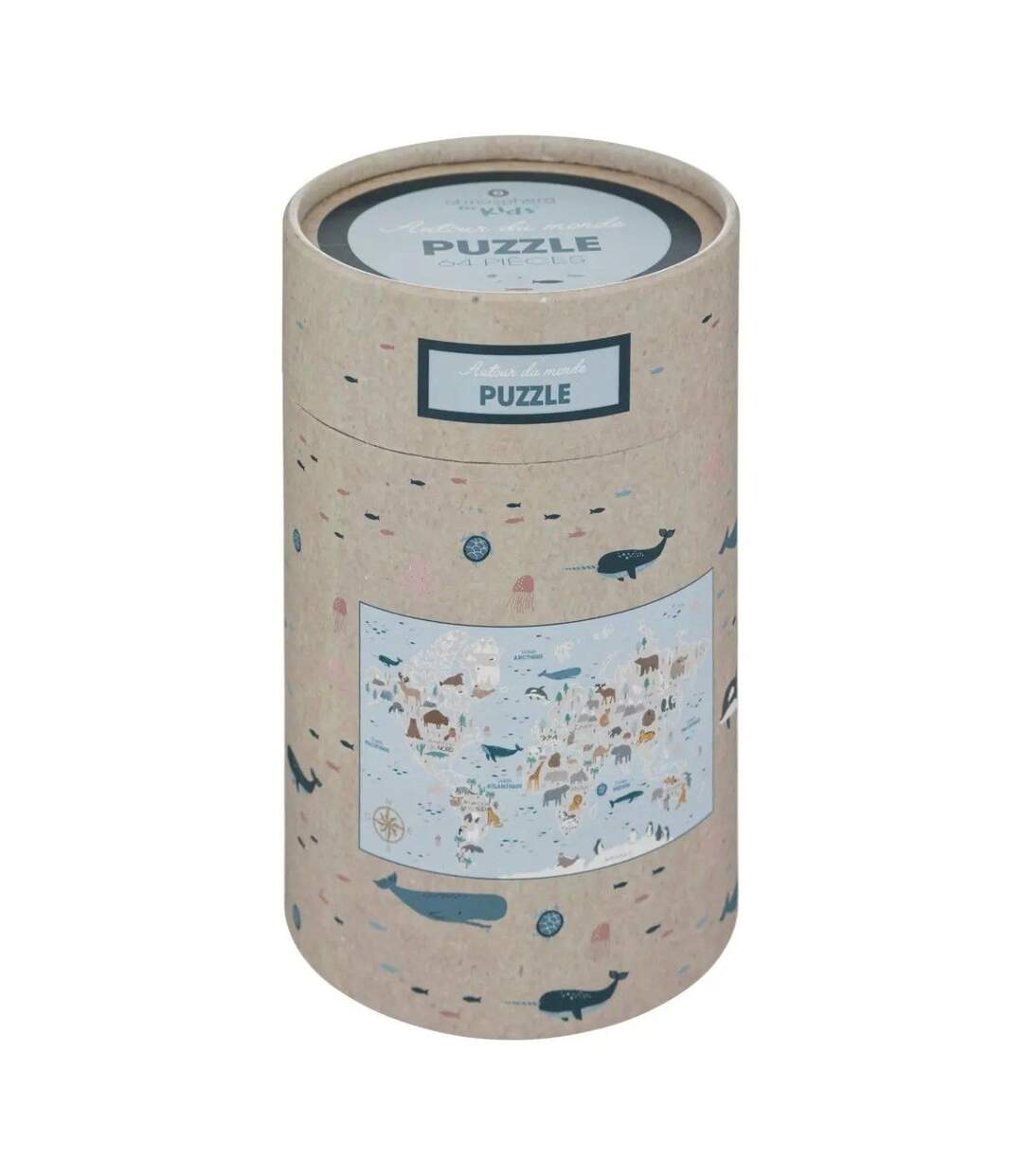 Puzzle Enfant 64 pièces Carte du Monde 42cm Multicolore-2