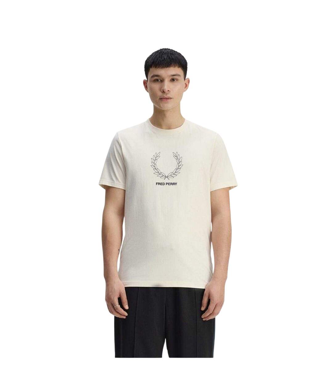 T-shirt Motif/style Logo Couronne Homme Écru Fred Perry-1