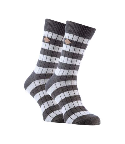 2 Pack Mens Cotton Patterned Striped Ribbed Boot Socks
