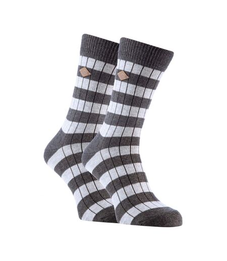 2 Pack Mens Cotton Patterned Striped Ribbed Boot Socks
