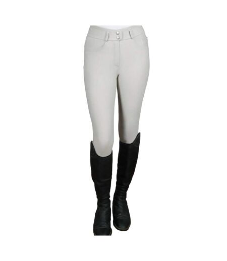 Womens/ladies Ledmore Diamante Breeches Pearl Grey Coldstream
