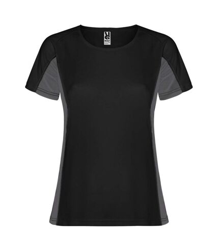 T-shirt shanghai femme noir uni / anthracite Roly