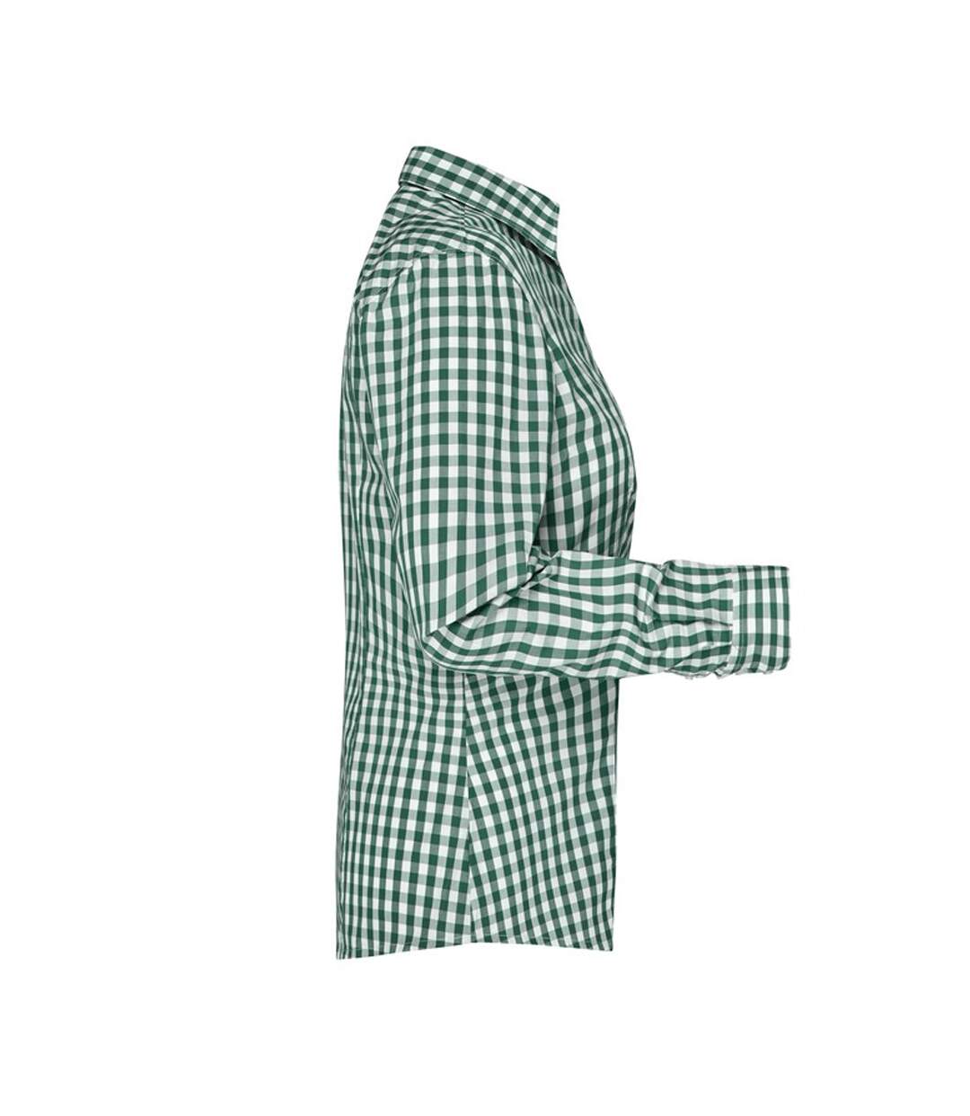 Blouse Motif/style À Carreaux Femme Vert Forêt Blanc James And Nicholson-3