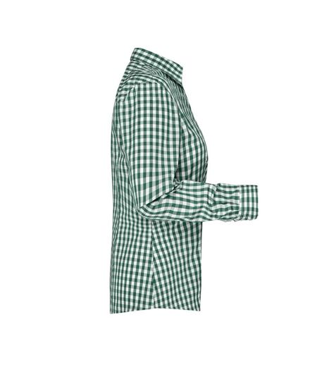 Blouse Motif/style À Carreaux Femme Vert Forêt Blanc James And Nicholson