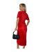 Womens/ladies Plisse Wrap Dress Red AX Paris-3