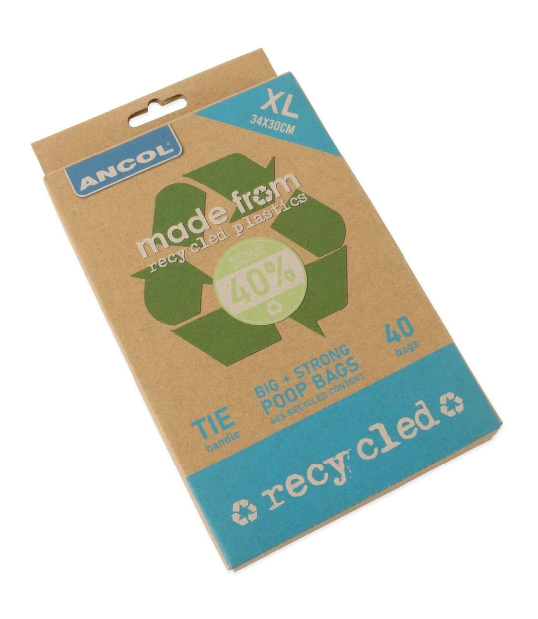 Pack of 4  Flat recycled dog poop bags 0 one size brown/blue Ancol-2