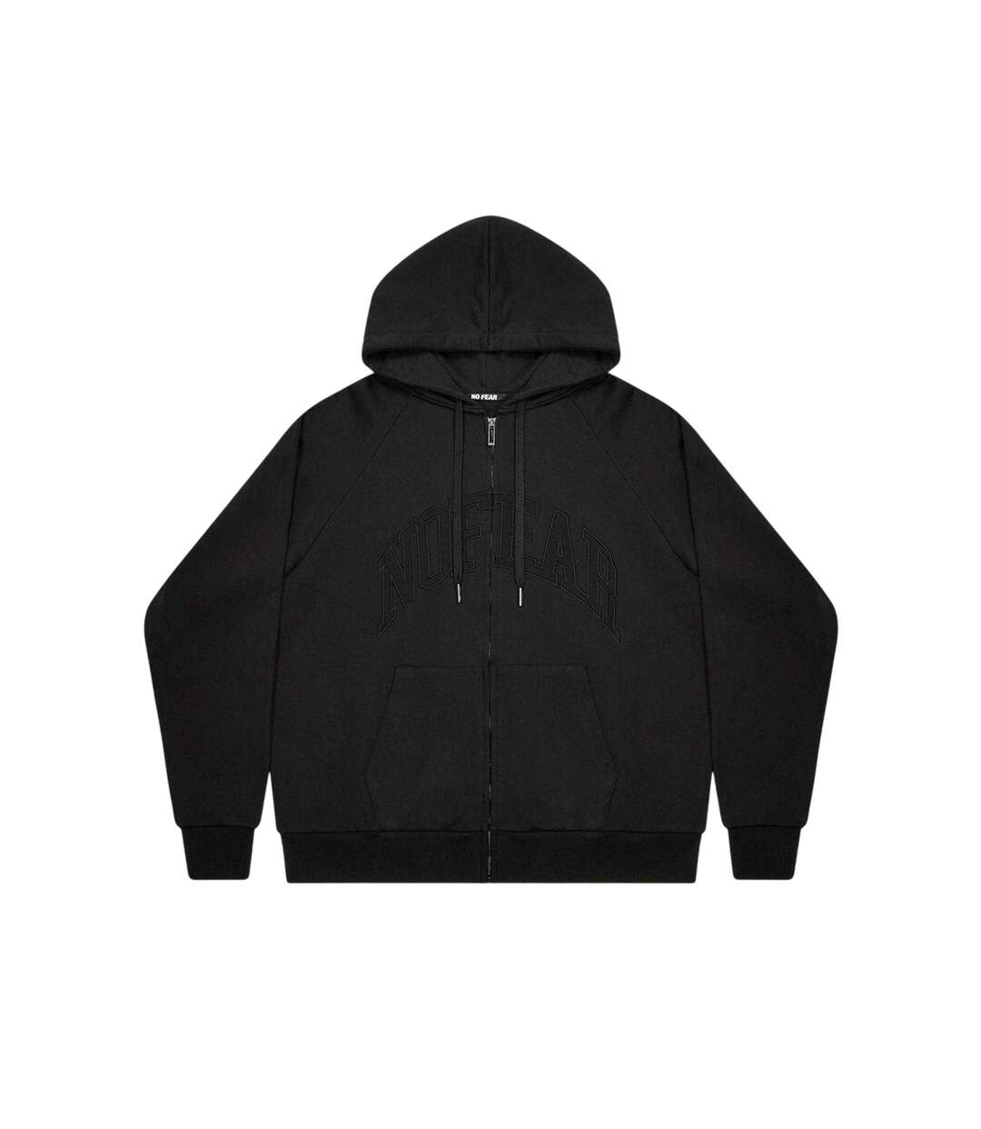Mens Embroidered Logo Full Zip Hoodie Black No Fear-2