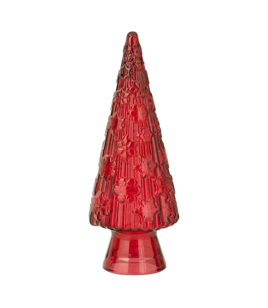 Sapin de Noël en Verre Cône 34cm Rouge-1
