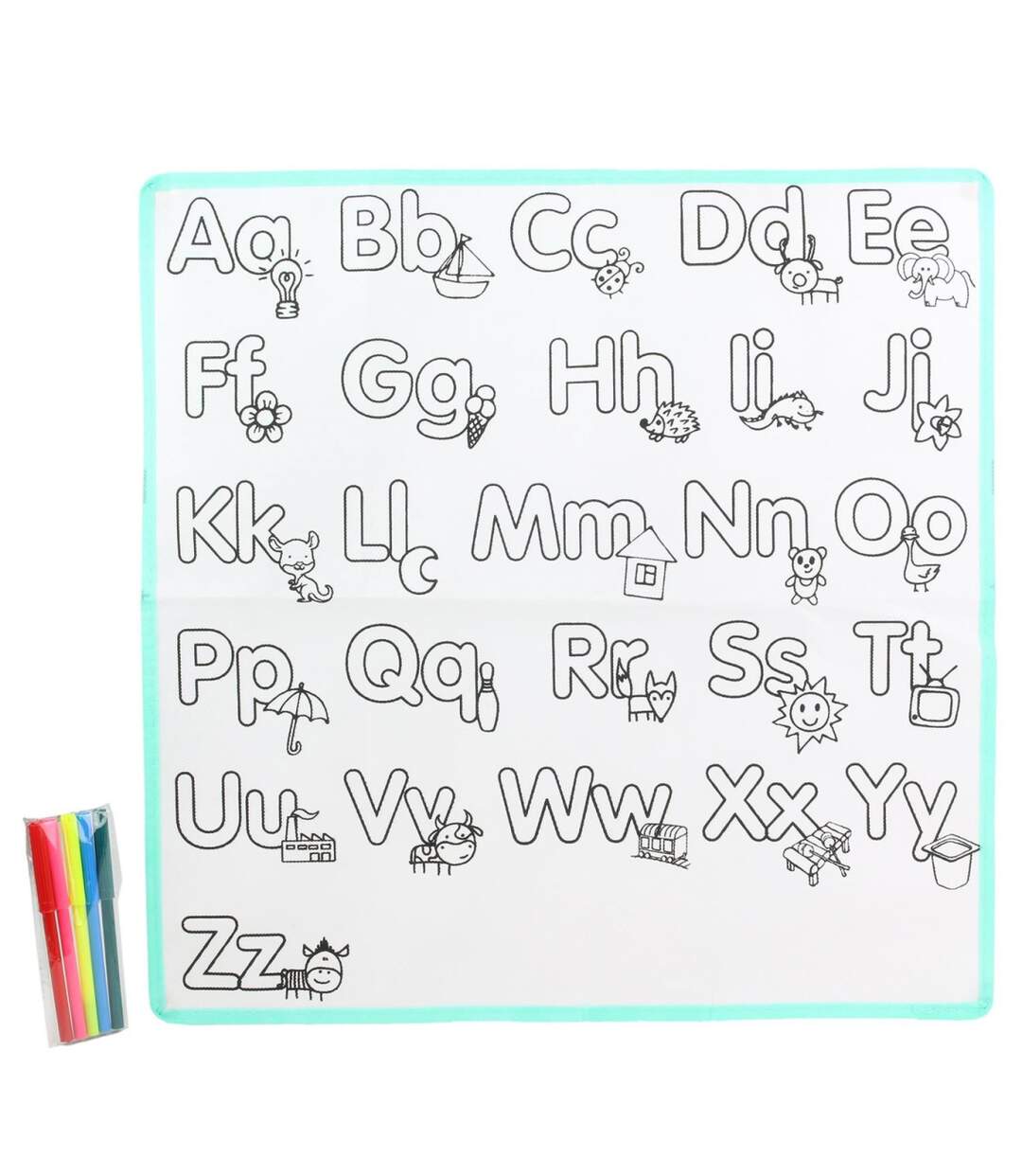 Lettres à Colorier & 5 Feutres Alphabet 50x50cm Blanc-1