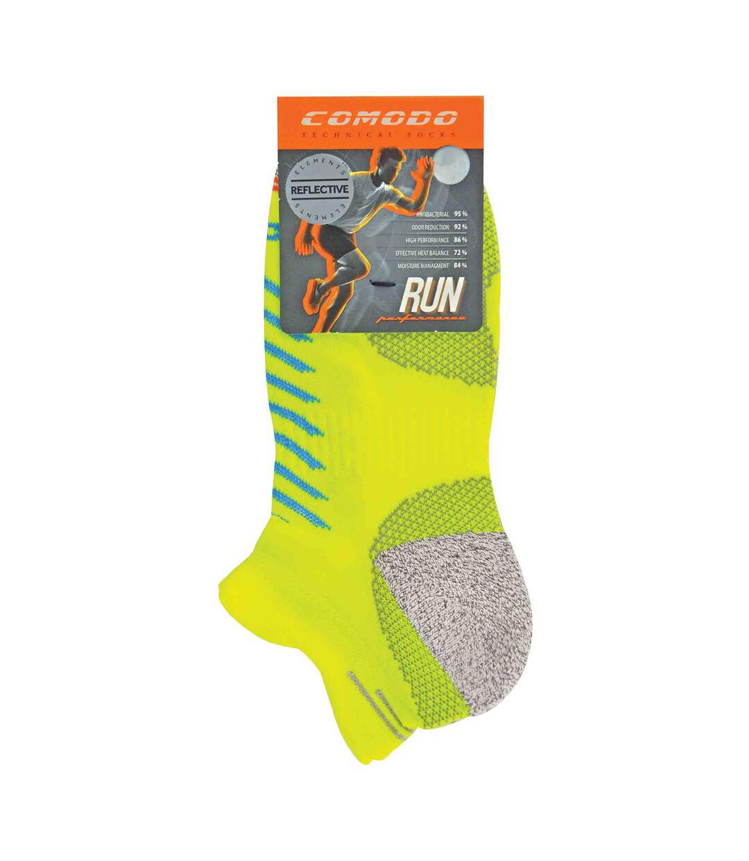 COMODO - 1 Paire Chaussettes Running Hi Vis Coolmax Sport pour Eté-2