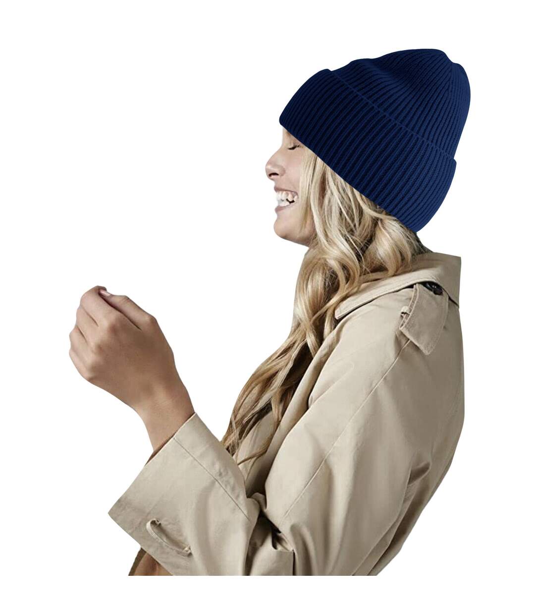 Bonnet Oversize À Manchettes Bleu Marine Beechfield-1