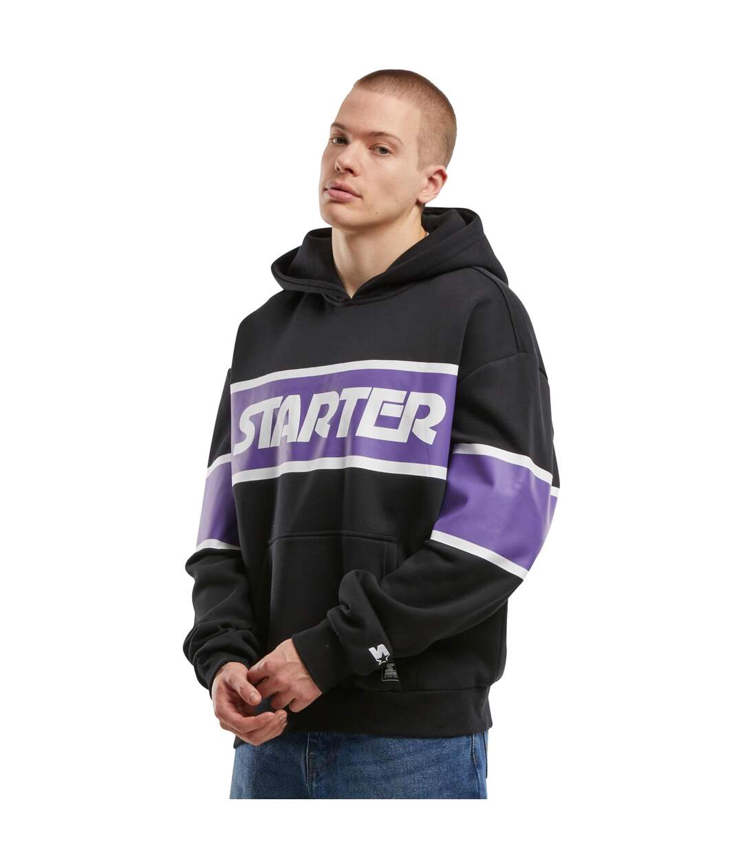 Sweat À Capuche Homme Noir Violet Starter Black Label-1