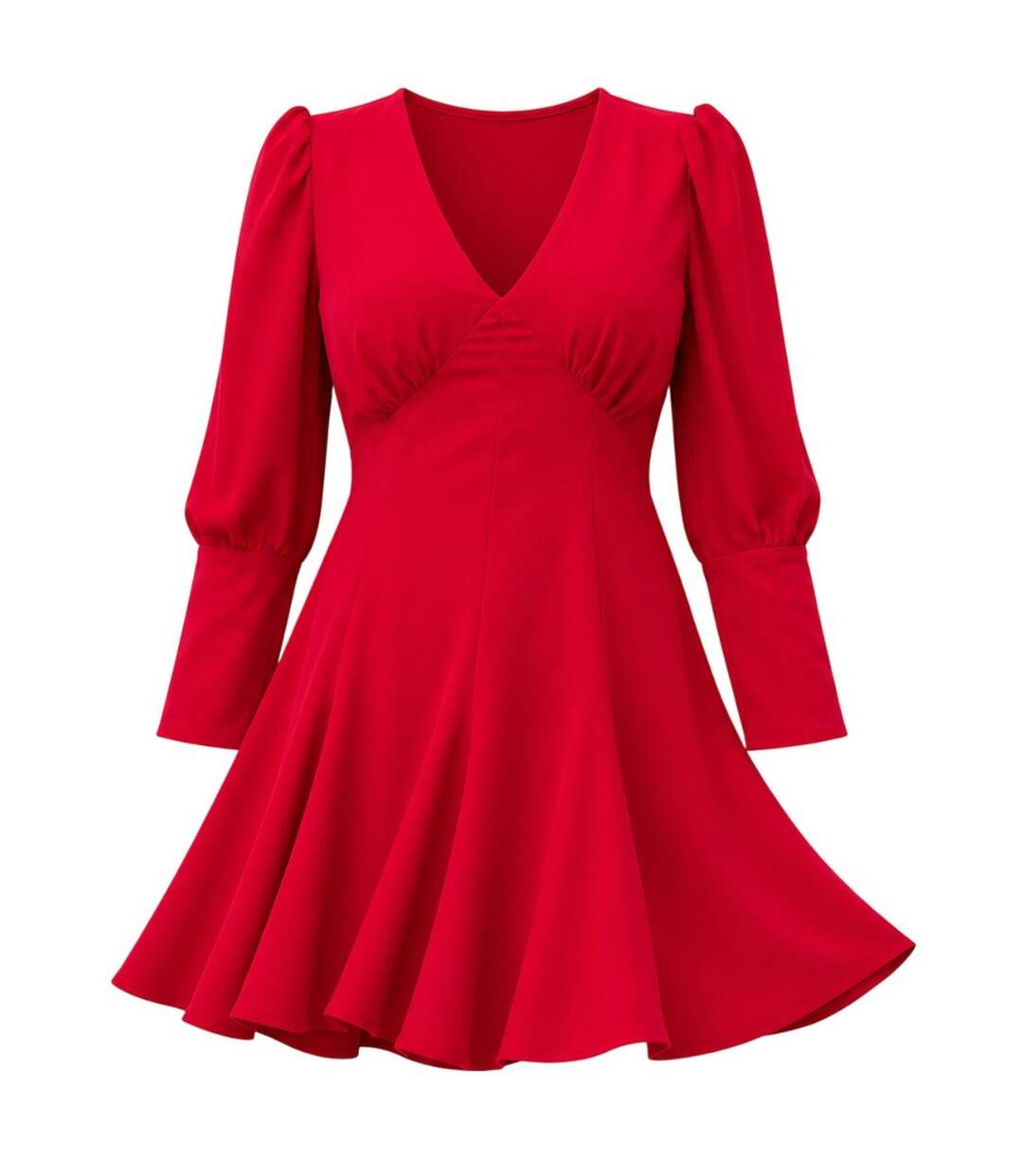 Womens/ladies Polyester Long-sleeved Skater Dress Red AX Paris-2