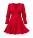 Womens/ladies Polyester Long-sleeved Skater Dress Red AX Paris-2