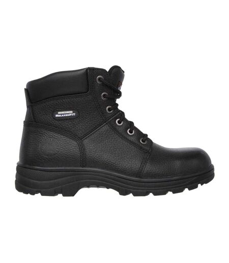 Mens Workshire Leather Steel Toe Cap Safety Boots Black Skechers
