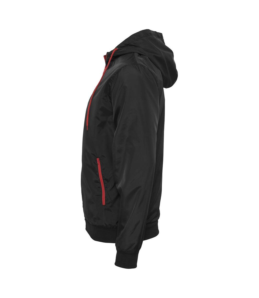 Unisex Adult Windrunner Jacket Black Red Build Your Brand-3
