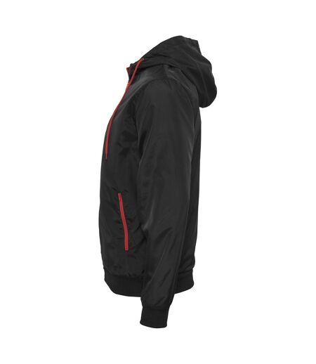 Unisex Adult Windrunner Jacket Black Red Build Your Brand