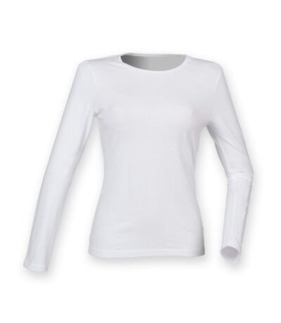 Skinni Fit Womens/Ladies Feel Good Stretch Long Sleeve T-Shirt (White) - UTRW4726