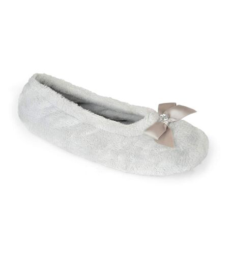 Womens/Ladies Velour Ballet Slippers (Grey) - UTUT510