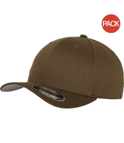 Lot de 2  casquettes de baseball homme olive Yupoong