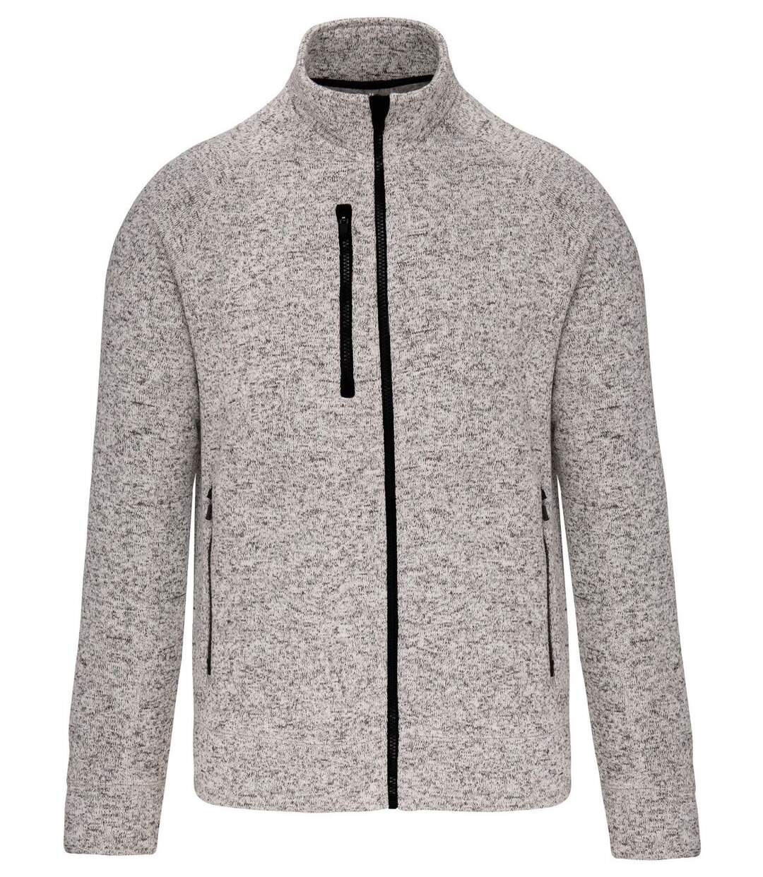 Veste chinée ouverture zippée - homme - K9106 - gris clair-1