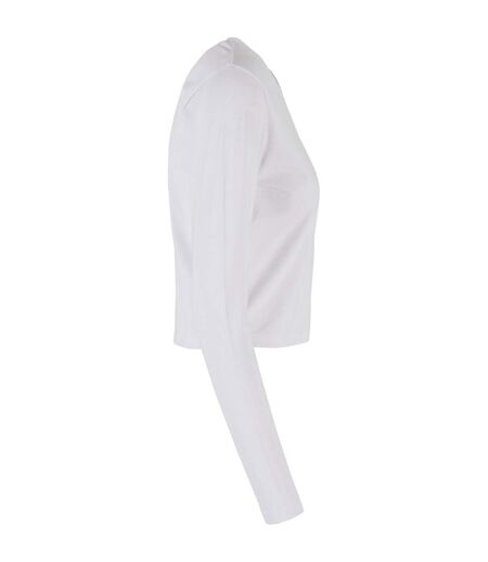 T-shirt Manches Longues Motif/style Courte Femme Blanc Build Your Brand