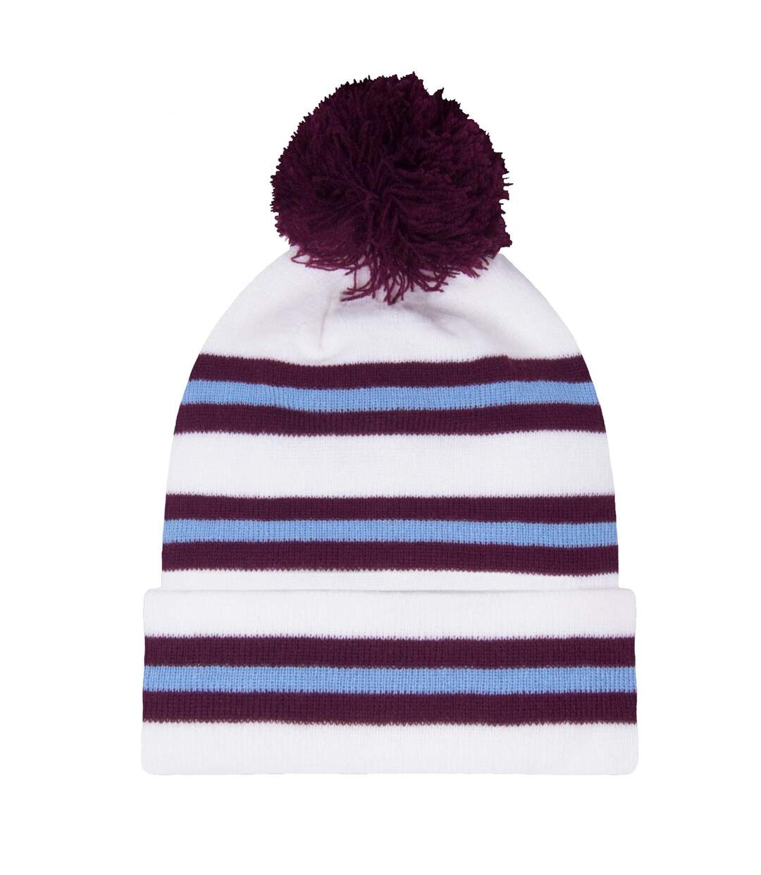 Retro Bobble Football Beanie White Maroon Blue Fan Originals-1