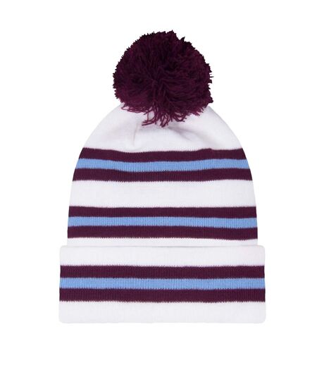 Retro Bobble Football Beanie White Maroon Blue Fan Originals