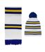Unisex Adult Leeds Retro Hat And Scarf Set One Size White Blue Yellow Fan Originals-1