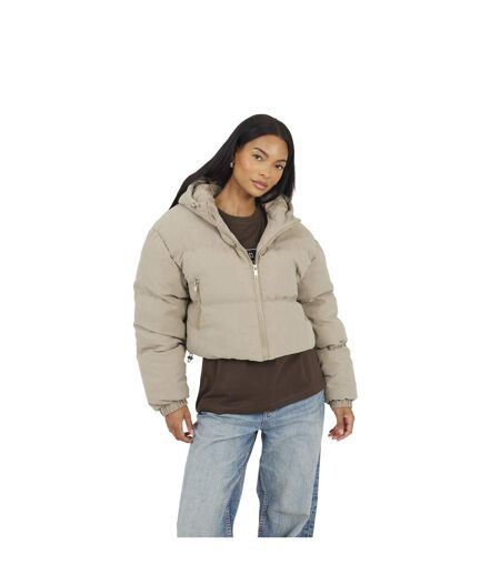 Doudoune Matelassée Motif/style Court Dani Femme Taupe Brave Soul