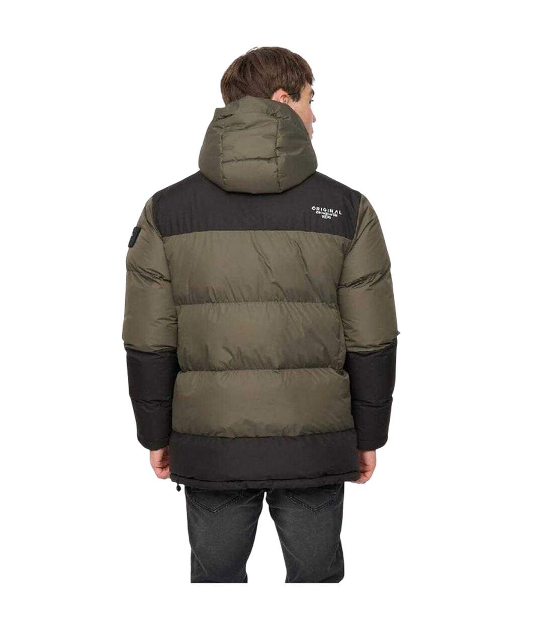 Mens Polyester Puffer Jacket Green Crosshatch-3
